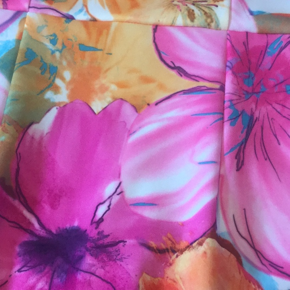 Ovi Fuchsia Pink Yellow Floral Print Sleeveless Sheath Lined Dress NWOT - Picture 11 of 16